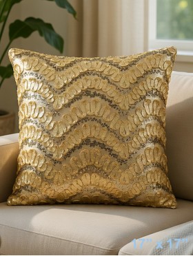 WAVE SEQUINS DESIGN CUSHION COVER & FILLER